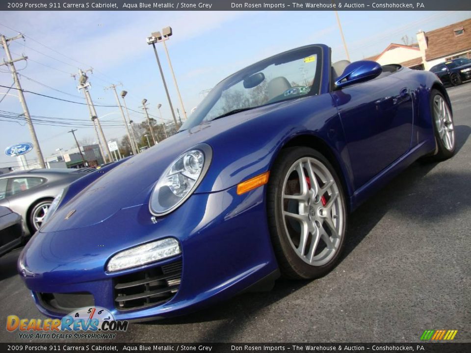 2009 Porsche 911 Carrera S Cabriolet Aqua Blue Metallic / Stone Grey Photo #2