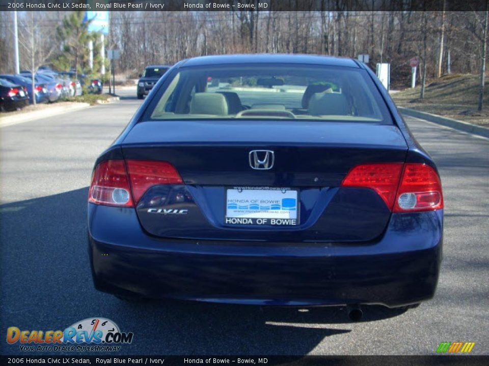 2006 Honda Civic LX Sedan Royal Blue Pearl / Ivory Photo #4