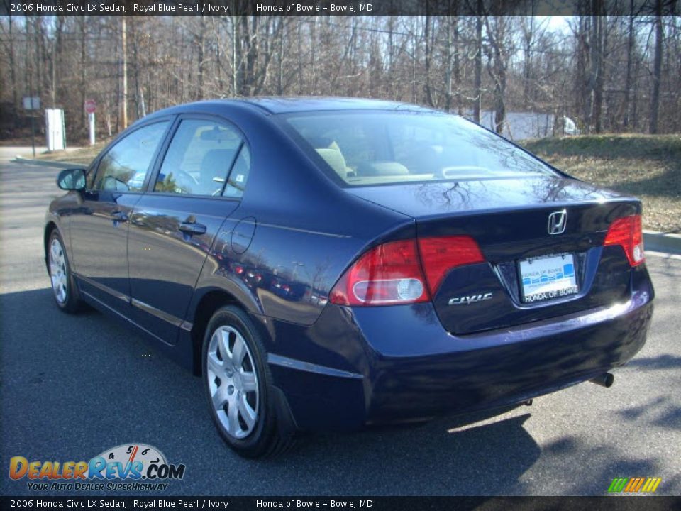 2006 Honda Civic LX Sedan Royal Blue Pearl / Ivory Photo #5
