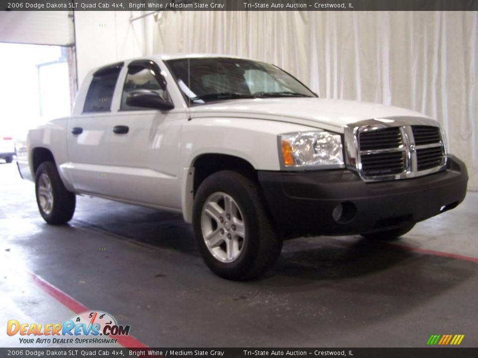 2006 Dodge Dakota SLT Quad Cab 4x4 Bright White / Medium Slate Gray Photo #1