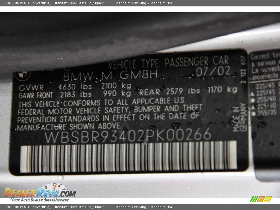 2002 BMW M3 Convertible Titanium Silver Metallic / Black Photo #13