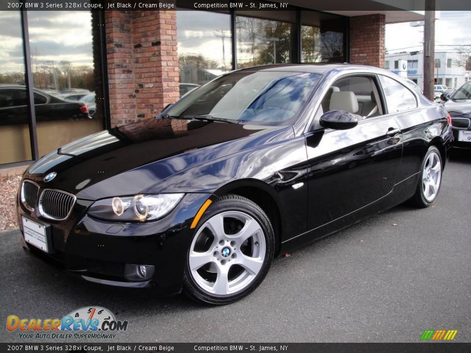 2007 BMW 3 Series 328xi Coupe Jet Black / Cream Beige Photo #1