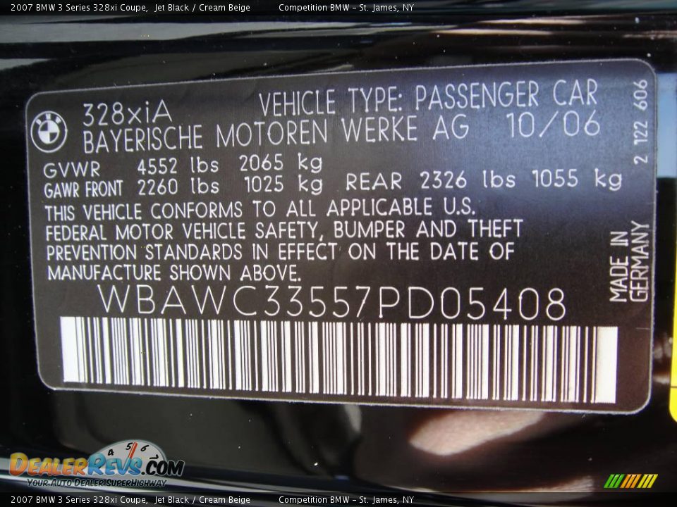 2007 BMW 3 Series 328xi Coupe Jet Black / Cream Beige Photo #16