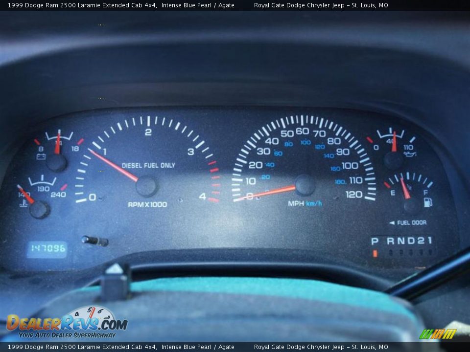 1999 Dodge Ram 2500 Laramie Extended Cab 4x4 Intense Blue Pearl / Agate Photo #14