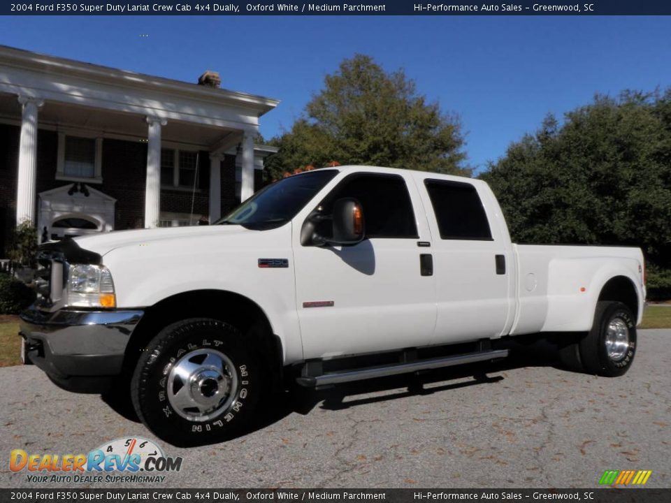 2004 Ford F350 Super Duty Lariat Crew Cab 4x4 Dually Oxford White / Medium Parchment Photo #2