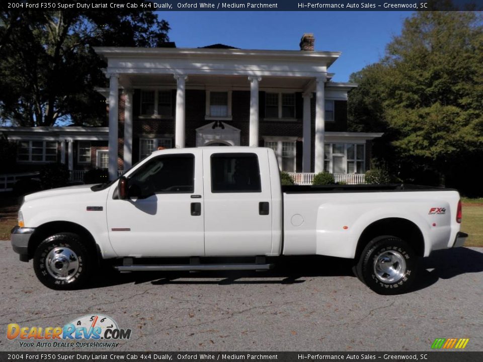 2004 Ford F350 Super Duty Lariat Crew Cab 4x4 Dually Oxford White / Medium Parchment Photo #3