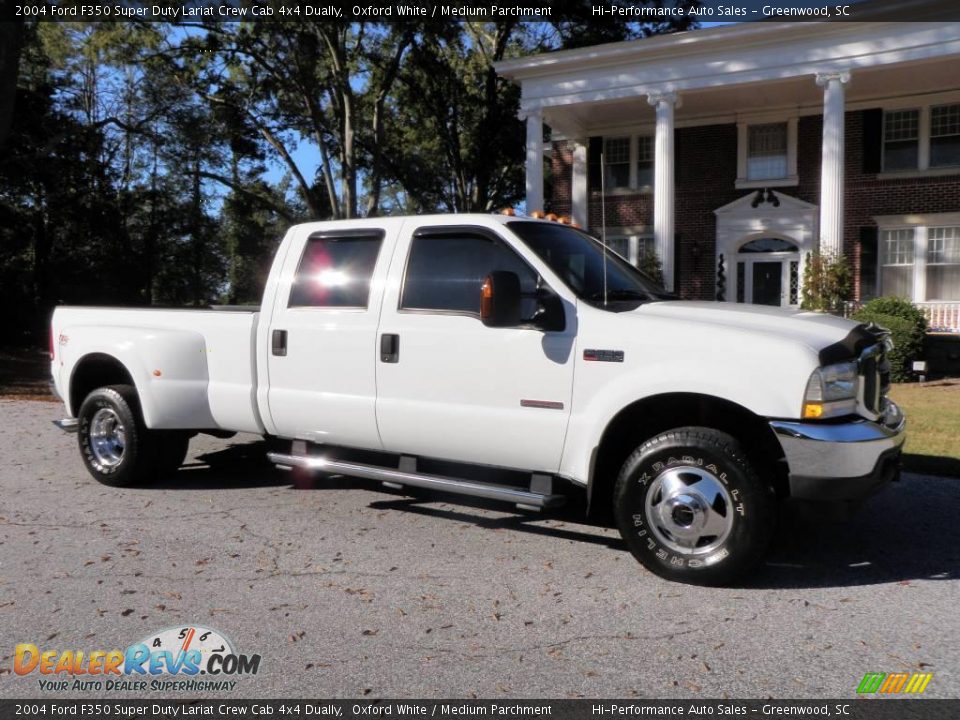 2004 Ford F350 Super Duty Lariat Crew Cab 4x4 Dually Oxford White / Medium Parchment Photo #11