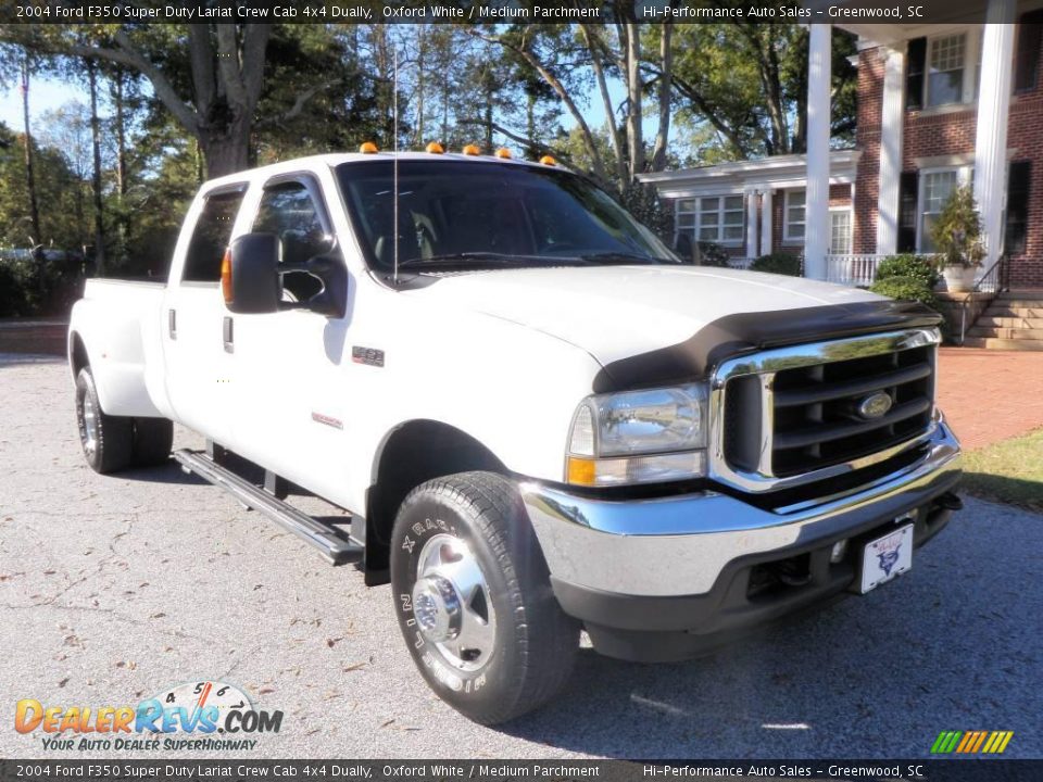 2004 Ford F350 Super Duty Lariat Crew Cab 4x4 Dually Oxford White / Medium Parchment Photo #12