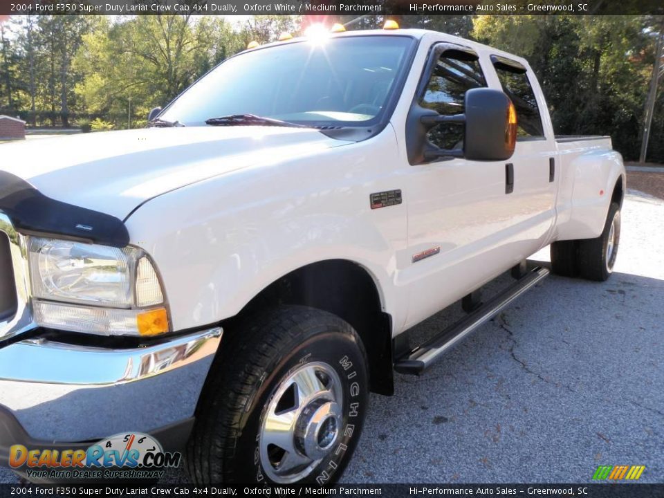 2004 Ford F350 Super Duty Lariat Crew Cab 4x4 Dually Oxford White / Medium Parchment Photo #14