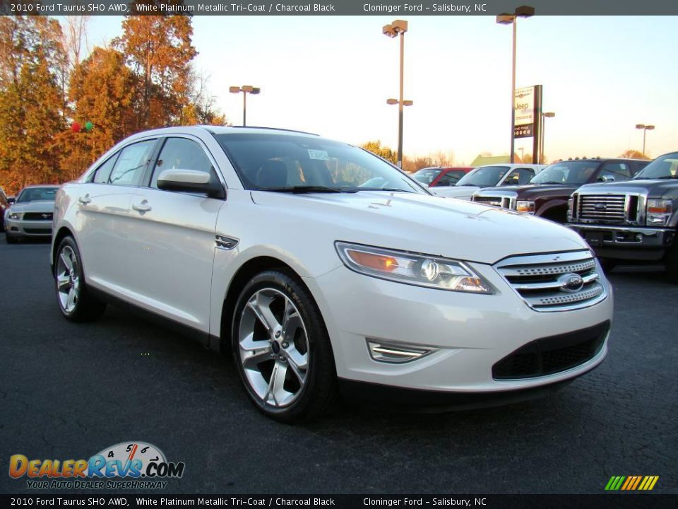 2010 Ford Taurus SHO AWD White Platinum Metallic Tri-Coat / Charcoal Black Photo #1