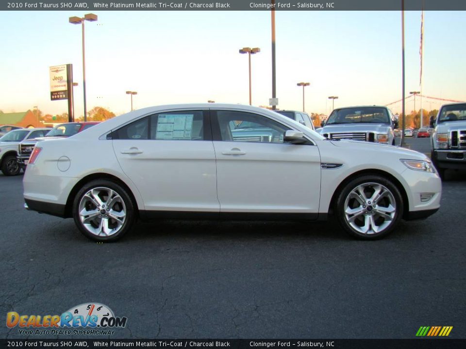 2010 Ford Taurus SHO AWD White Platinum Metallic Tri-Coat / Charcoal Black Photo #2