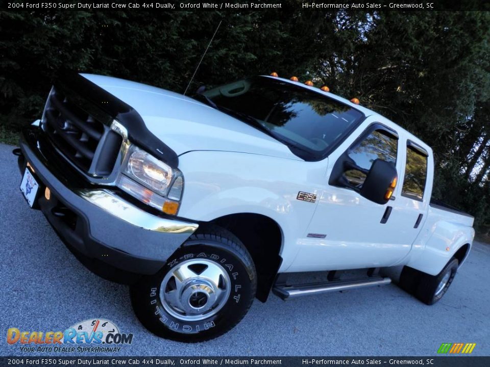 2004 Ford F350 Super Duty Lariat Crew Cab 4x4 Dually Oxford White / Medium Parchment Photo #28