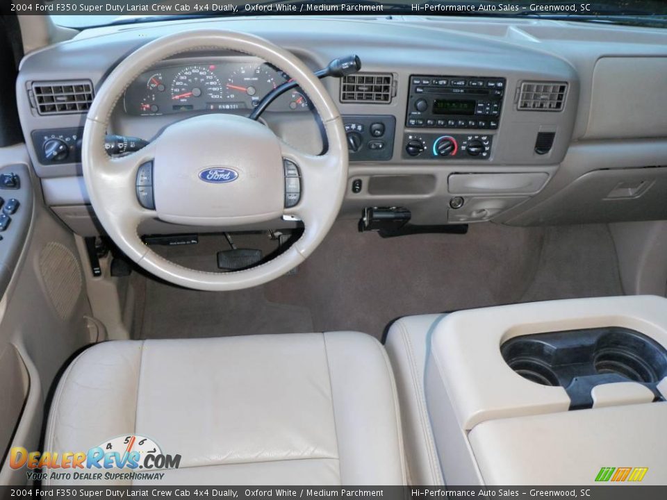 2004 Ford F350 Super Duty Lariat Crew Cab 4x4 Dually Oxford White / Medium Parchment Photo #33