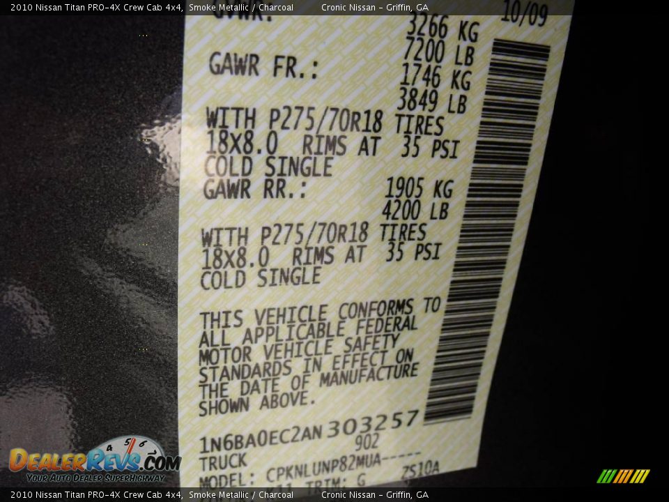 2010 Nissan Titan PRO-4X Crew Cab 4x4 Smoke Metallic / Charcoal Photo #16