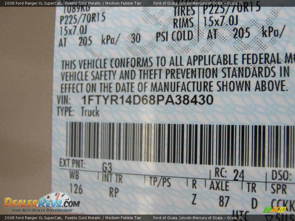 2008 Ford Ranger XL SuperCab Pueblo Gold Metallic / Medium Pebble Tan Photo #14