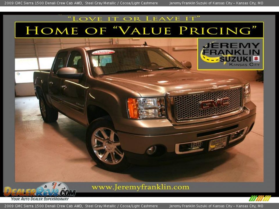 2009 GMC Sierra 1500 Denali Crew Cab AWD Steel Gray Metallic / Cocoa/Light Cashmere Photo #1