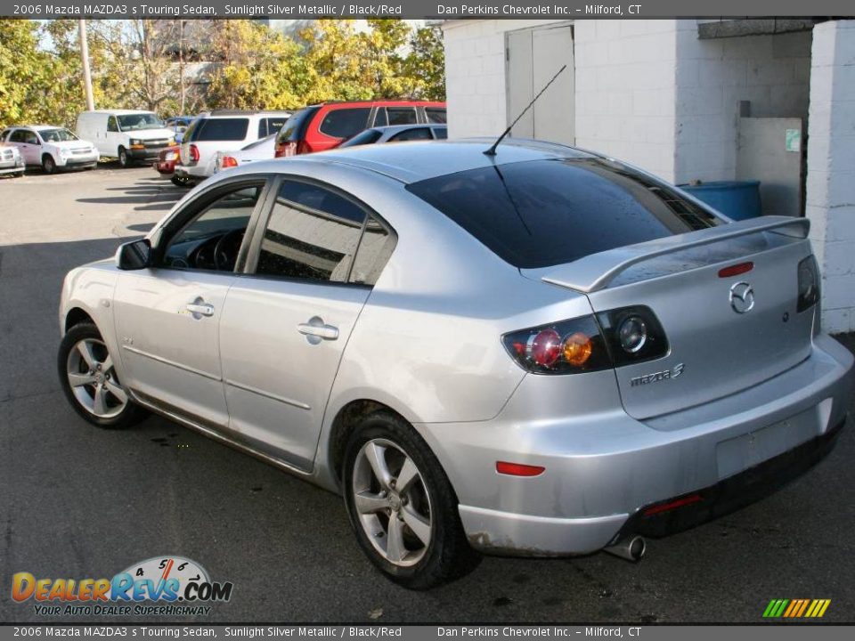 2006 Mazda MAZDA3 s Touring Sedan Sunlight Silver Metallic / Black/Red Photo #6