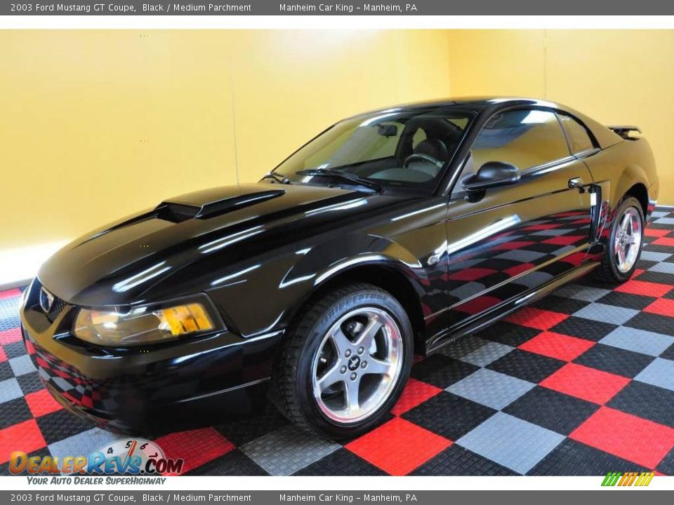 2003 Ford Mustang GT Coupe Black / Medium Parchment Photo #3