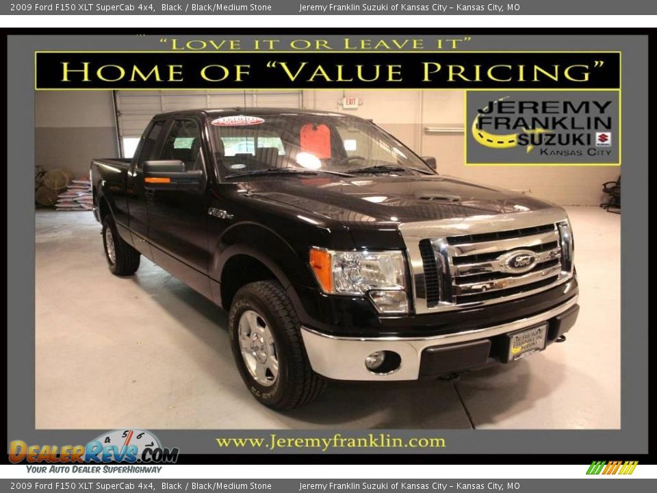2009 Ford F150 XLT SuperCab 4x4 Black / Black/Medium Stone Photo #1