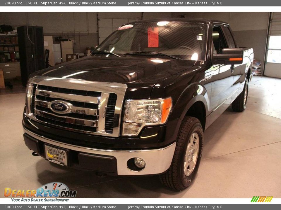 2009 Ford F150 XLT SuperCab 4x4 Black / Black/Medium Stone Photo #3