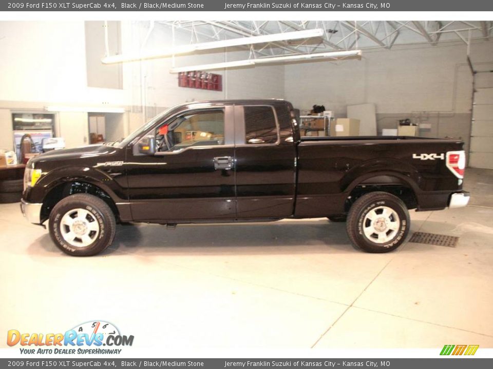 2009 Ford F150 XLT SuperCab 4x4 Black / Black/Medium Stone Photo #4