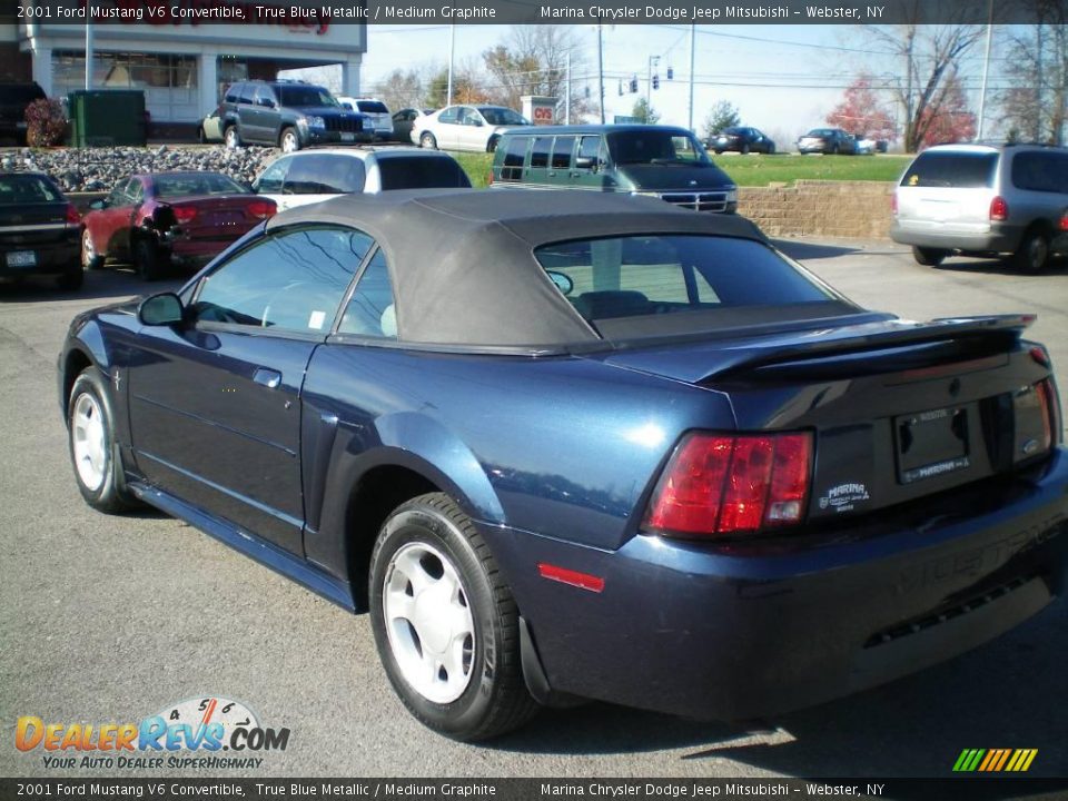 2001 Ford Mustang V6 Convertible True Blue Metallic / Medium Graphite Photo #7