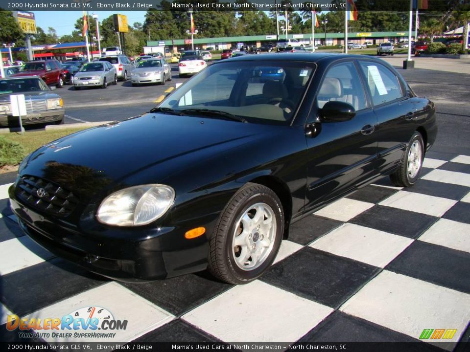 2000 Hyundai Sonata GLS V6 Ebony Black / Beige Photo #3
