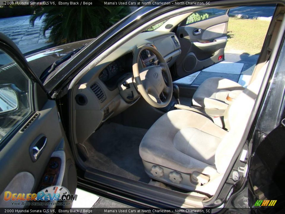 2000 Hyundai Sonata GLS V6 Ebony Black / Beige Photo #10