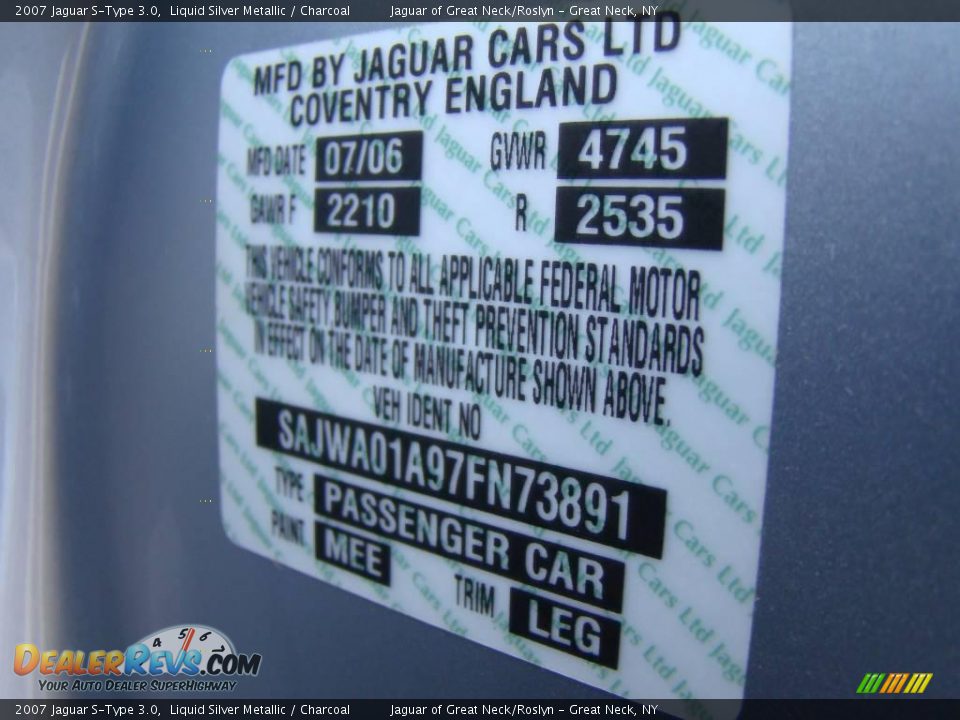 2007 Jaguar S-Type 3.0 Liquid Silver Metallic / Charcoal Photo #27
