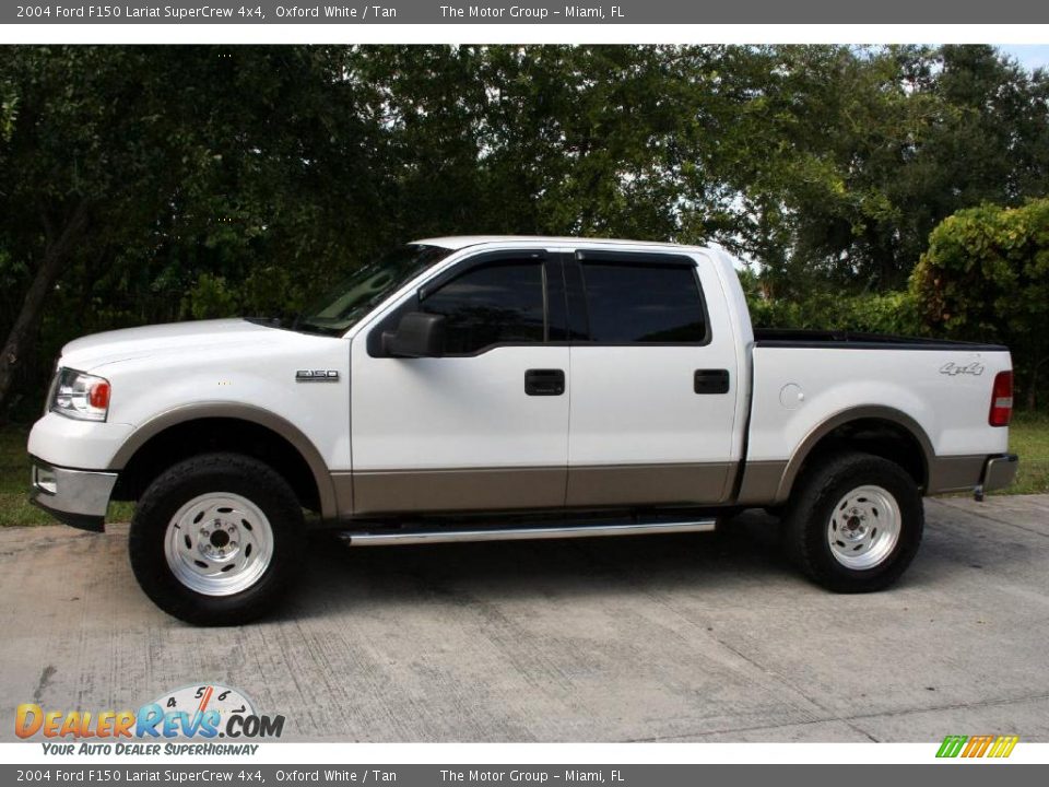 2004 Ford F150 Lariat SuperCrew 4x4 Oxford White / Tan Photo #4