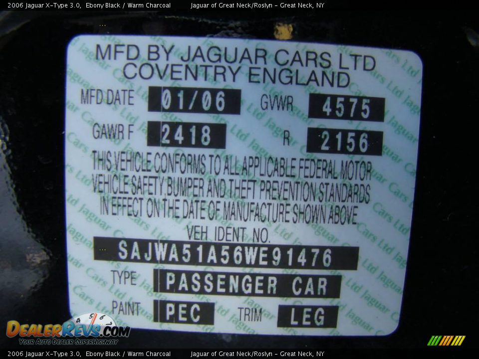 2006 Jaguar X-Type 3.0 Ebony Black / Warm Charcoal Photo #27