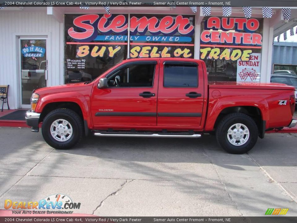 2004 Chevrolet Colorado LS Crew Cab 4x4 Victory Red / Very Dark Pewter Photo #3