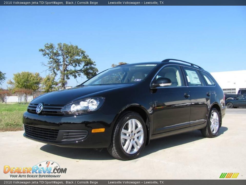 2010 Volkswagen Jetta TDI SportWagen Black / Cornsilk Beige Photo #1