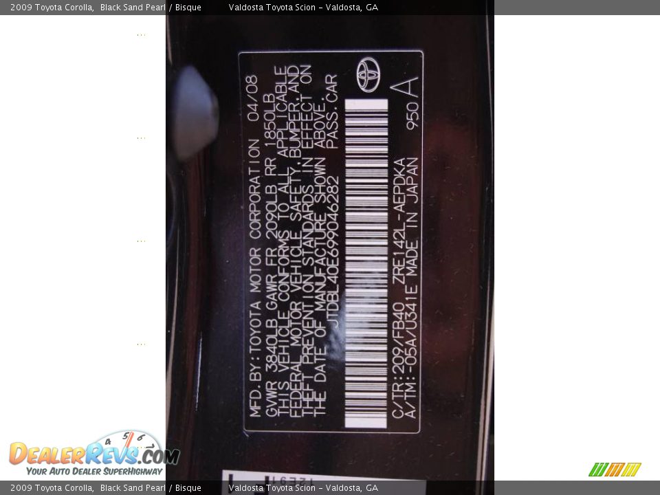 2009 Toyota Corolla Black Sand Pearl / Bisque Photo #18