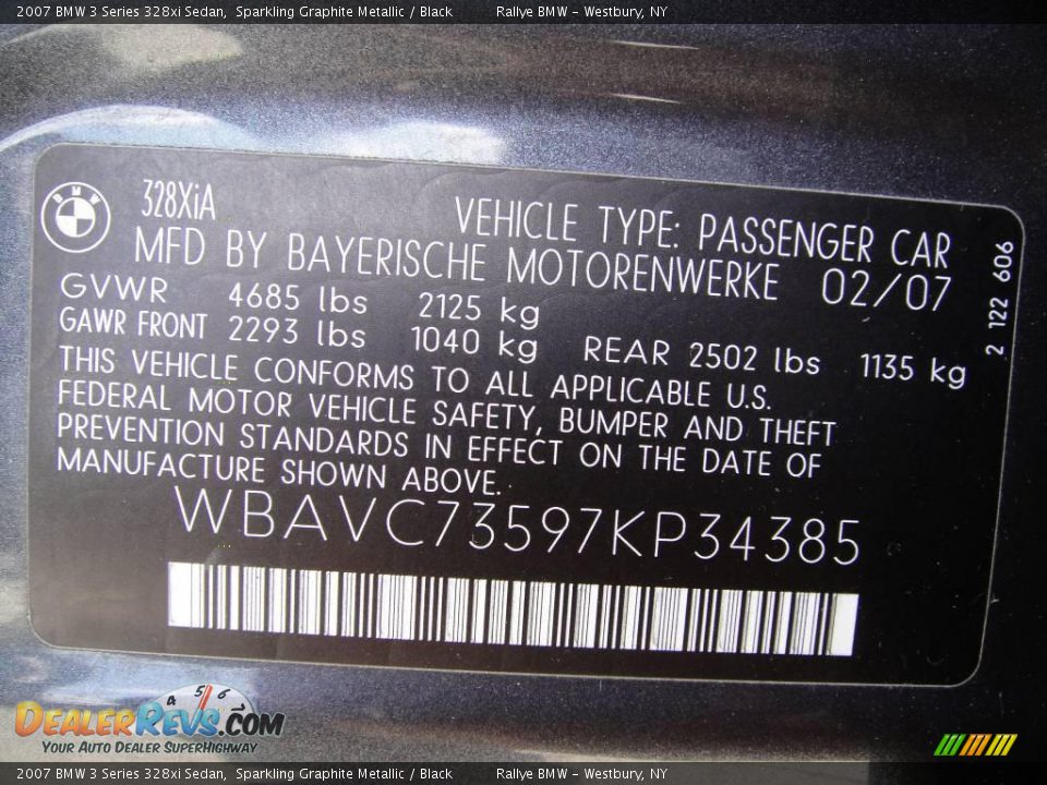 2007 BMW 3 Series 328xi Sedan Sparkling Graphite Metallic / Black Photo #15