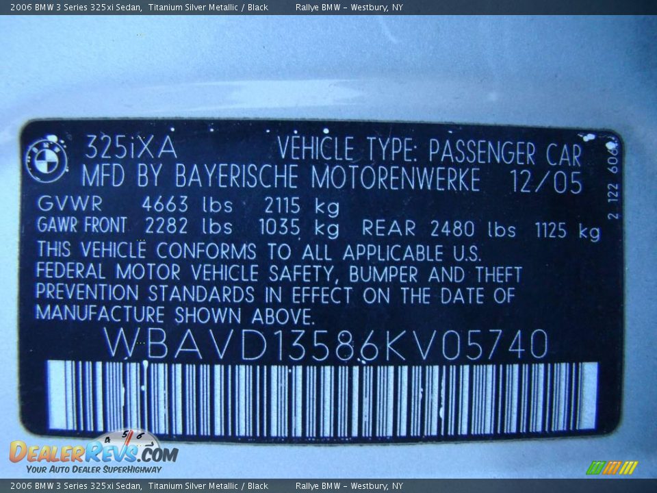 2006 BMW 3 Series 325xi Sedan Titanium Silver Metallic / Black Photo #15