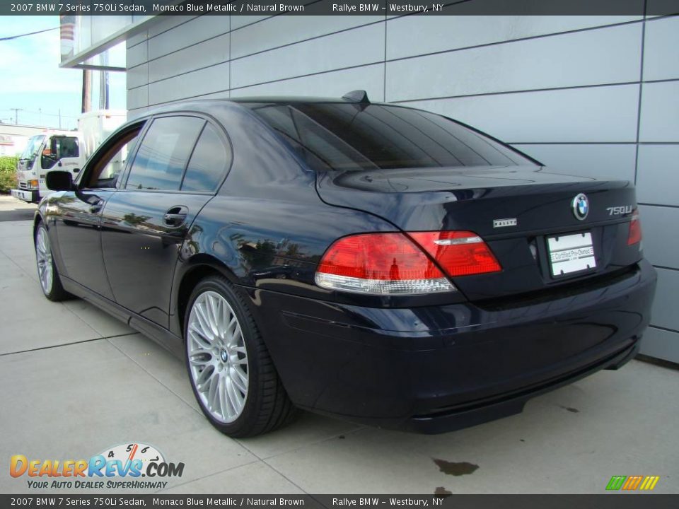2007 BMW 7 Series 750Li Sedan Monaco Blue Metallic / Natural Brown Photo #4
