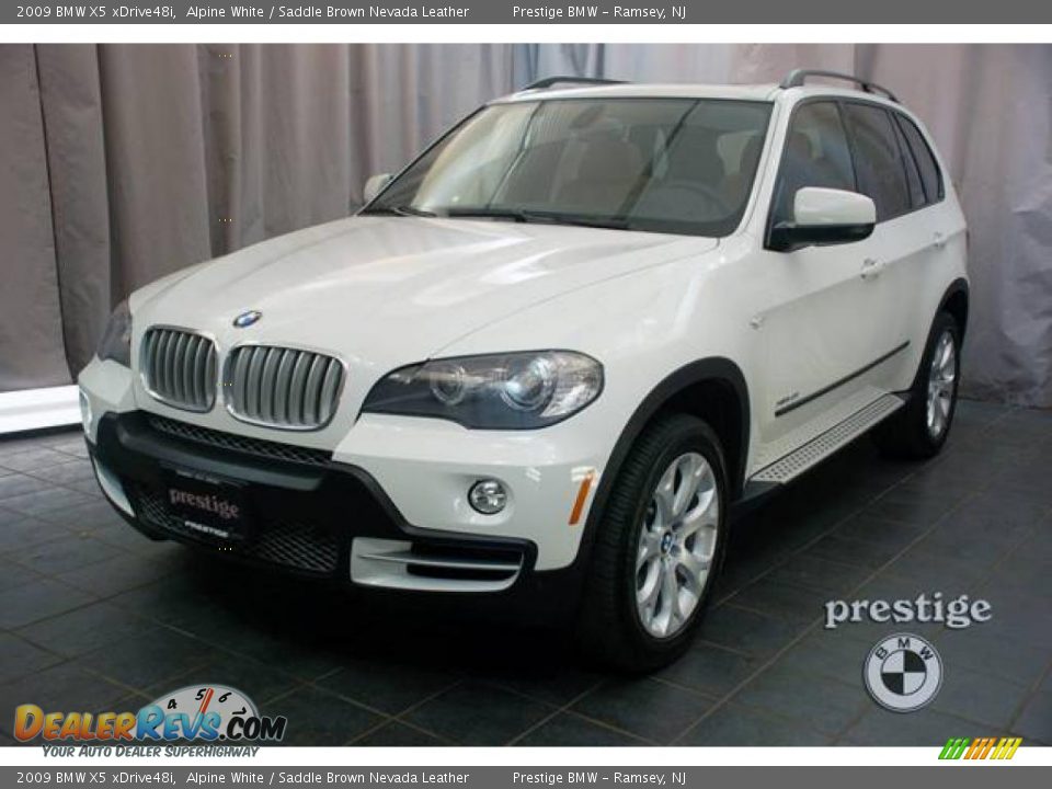 2009 BMW X5 xDrive48i Alpine White / Saddle Brown Nevada Leather Photo #1