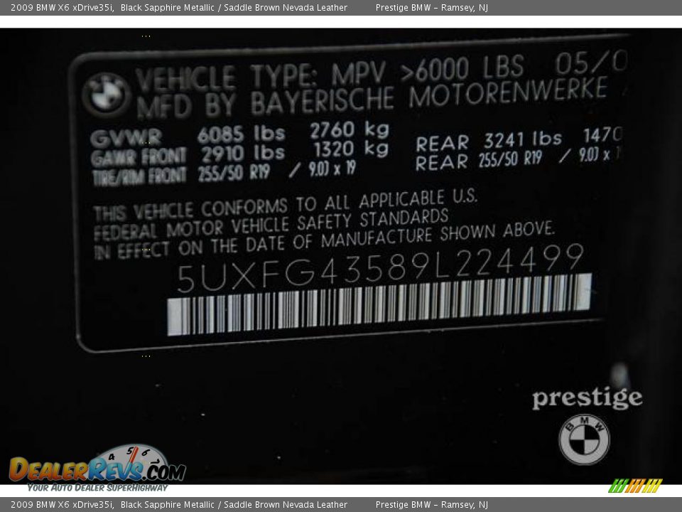 2009 BMW X6 xDrive35i Black Sapphire Metallic / Saddle Brown Nevada Leather Photo #6