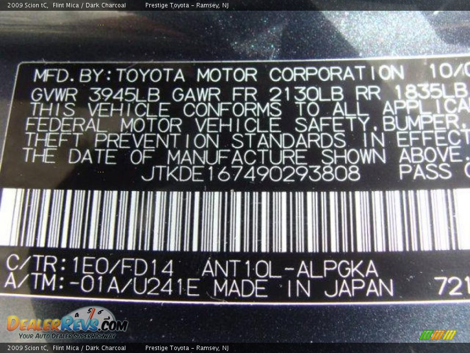 2009 Scion tC Flint Mica / Dark Charcoal Photo #15
