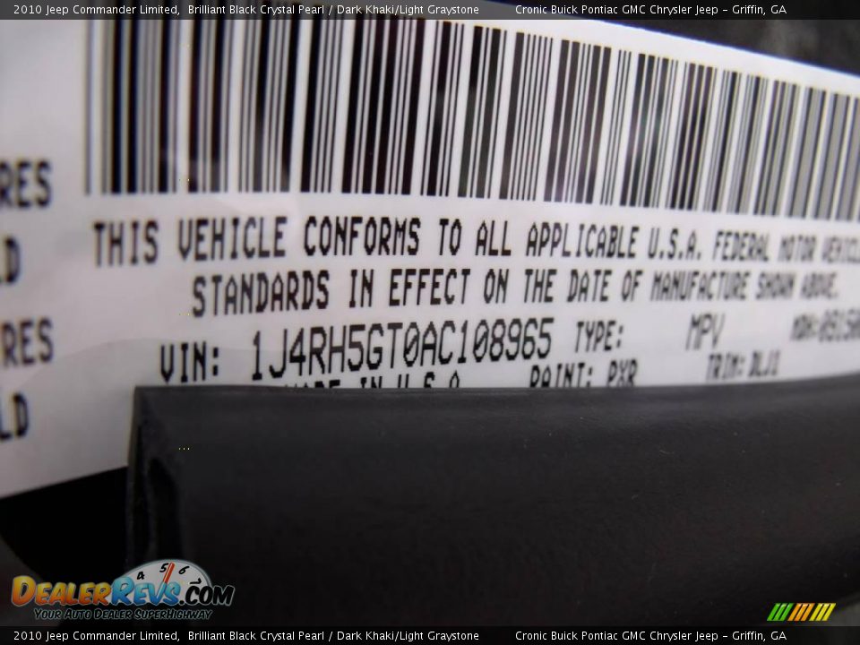 2010 Jeep Commander Limited Brilliant Black Crystal Pearl / Dark Khaki/Light Graystone Photo #24