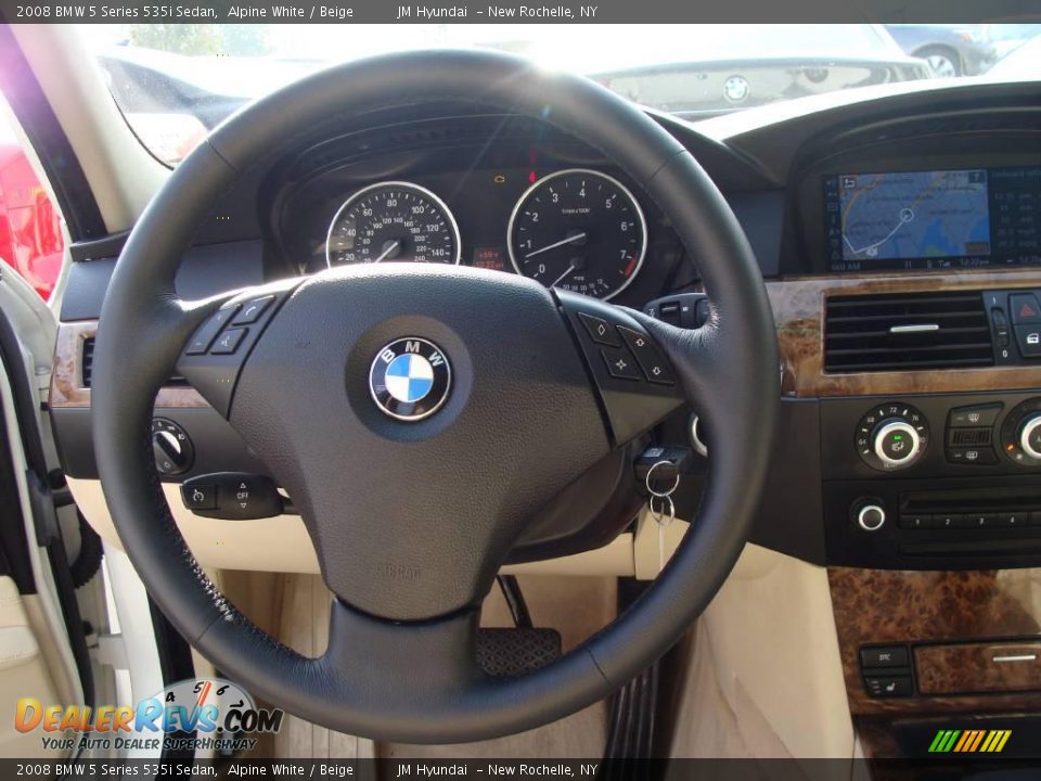 2008 BMW 5 Series 535i Sedan Alpine White / Beige Photo #18