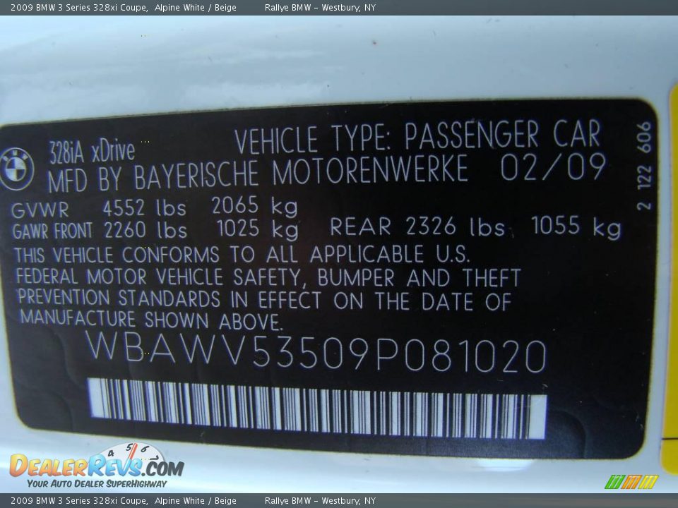 2009 BMW 3 Series 328xi Coupe Alpine White / Beige Photo #15