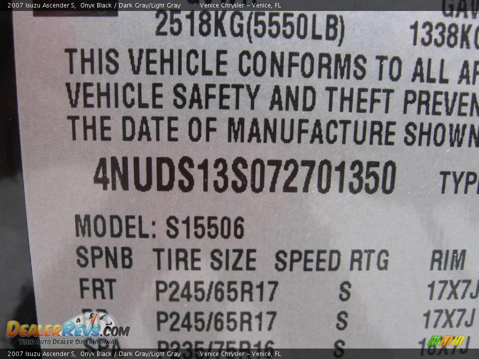 2007 Isuzu Ascender S Onyx Black / Dark Gray/Light Gray Photo #27