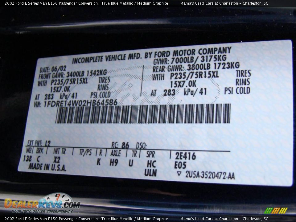 2002 Ford E Series Van E150 Passenger Conversion True Blue Metallic / Medium Graphite Photo #22