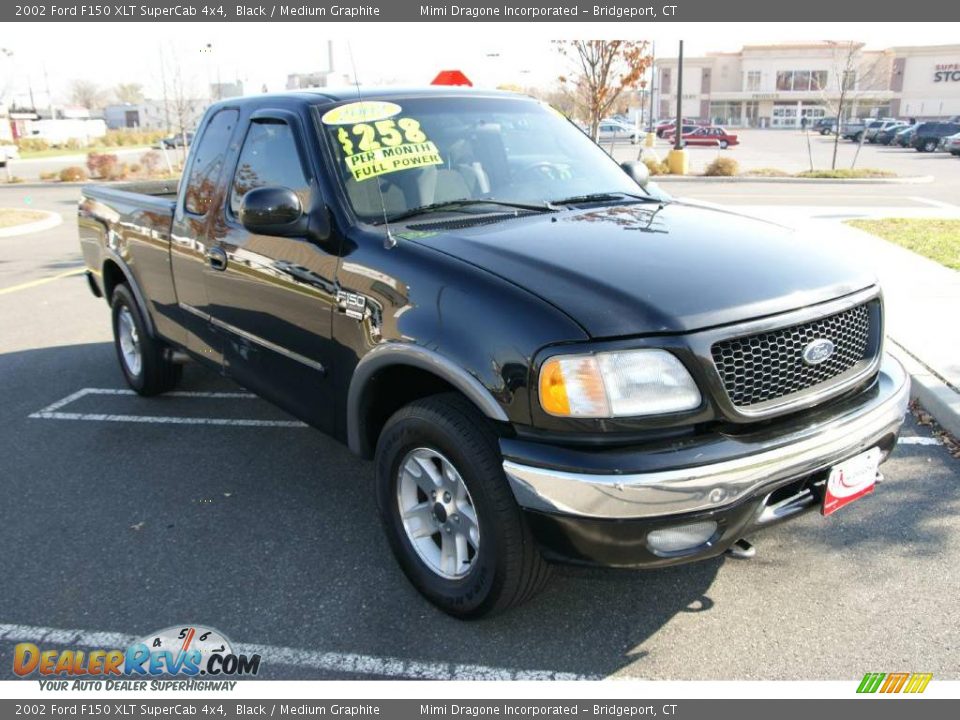 2002 Ford F150 XLT SuperCab 4x4 Black / Medium Graphite Photo #3