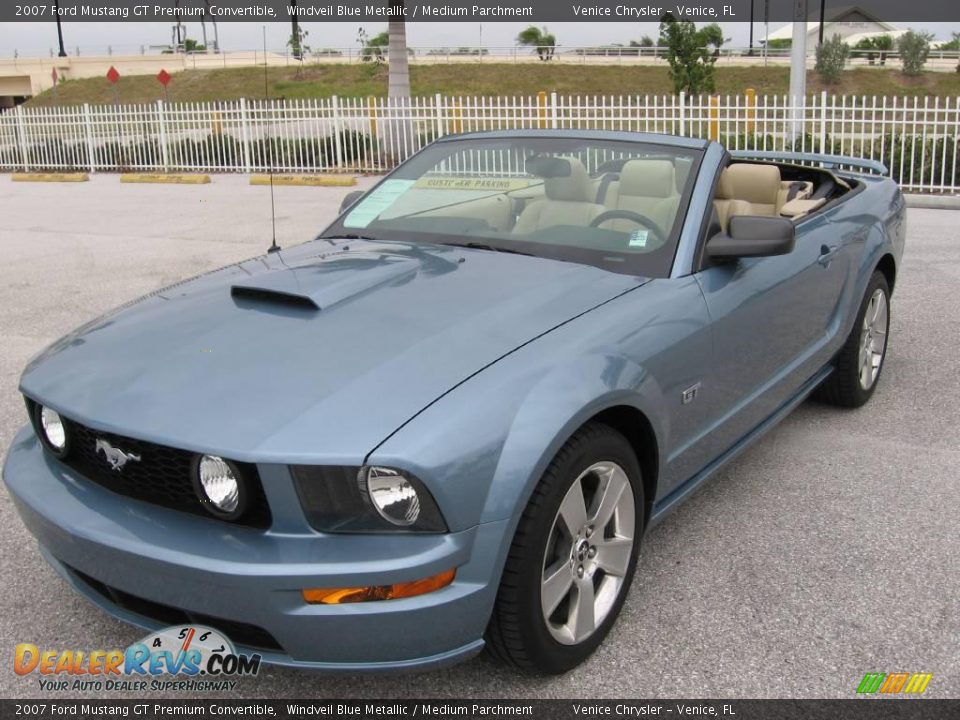 2007 Ford Mustang GT Premium Convertible Windveil Blue Metallic / Medium Parchment Photo #2