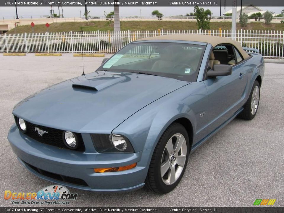 2007 Ford Mustang GT Premium Convertible Windveil Blue Metallic / Medium Parchment Photo #19