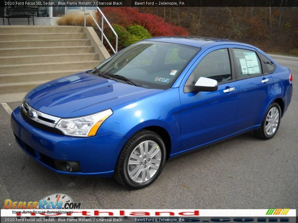 2010 Ford Focus SEL Sedan Blue Flame Metallic / Charcoal Black Photo #2