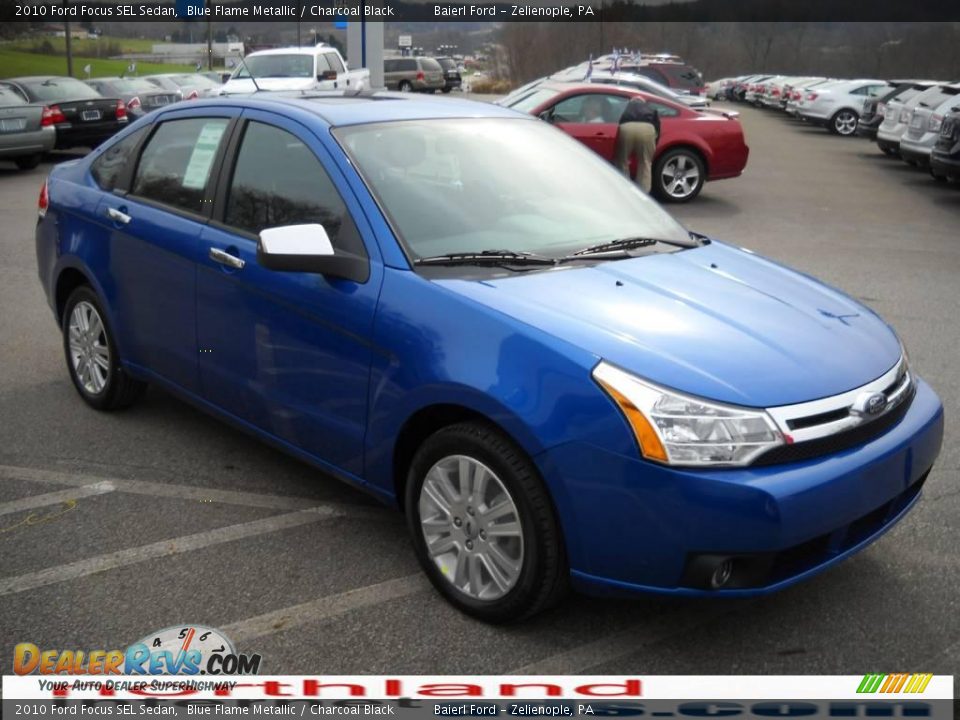 2010 Ford Focus SEL Sedan Blue Flame Metallic / Charcoal Black Photo #4